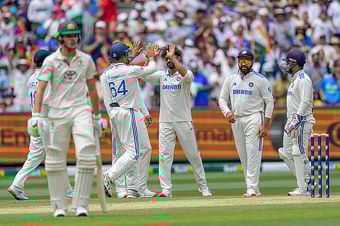 India Vs Australia, 4th Test Day 1: India's Ravindra Jadeja, third right, celebrates with teammates after the wicket of Australia's Sam Konstas