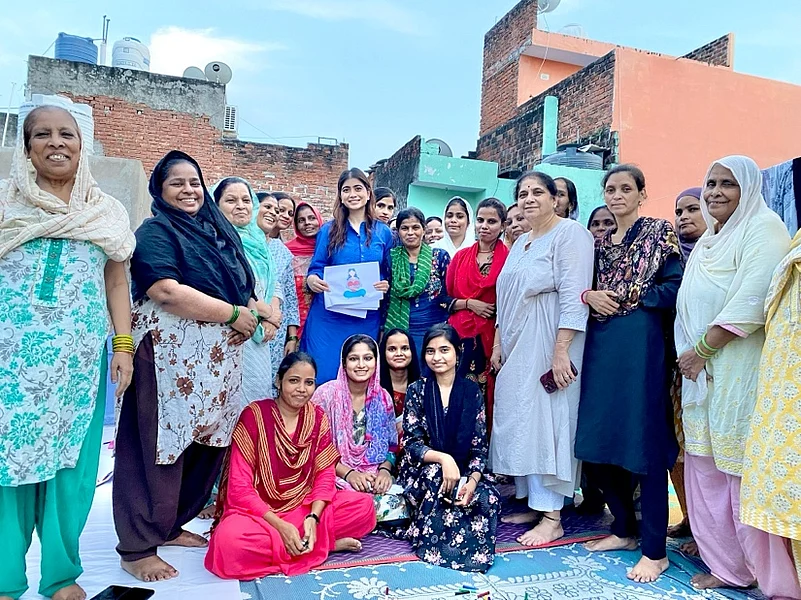Photo is from recent mental health education workshop with artisan women of Uttar Pradesh.