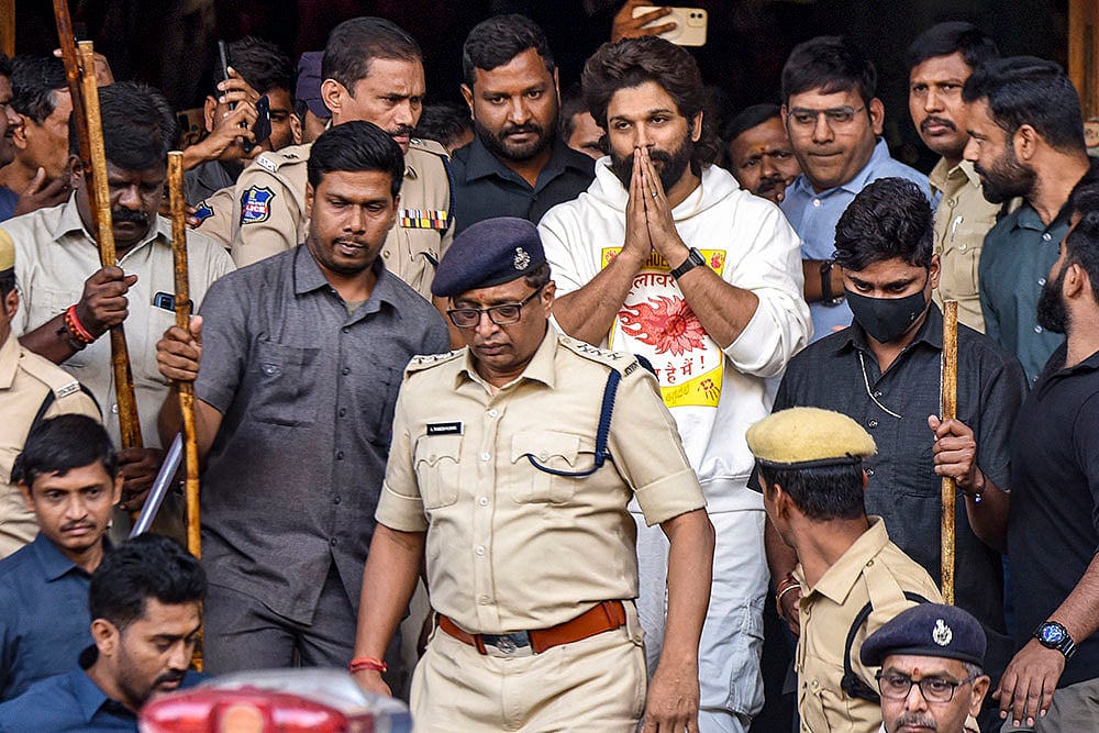 | Photo: PTI : Telugu actor Allu Arjun