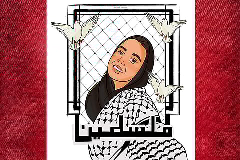 In Memory : Self portrait of Palestinian artist Mahasen Al-Khateeb, who was killed 
in North Gaza by an Israeli airstrike