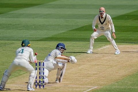 India Vs Australia, 4th Test Day 2: Australia's Nathan Lyon, right, bowls a delivery to India's Yashasvi Jaiswal