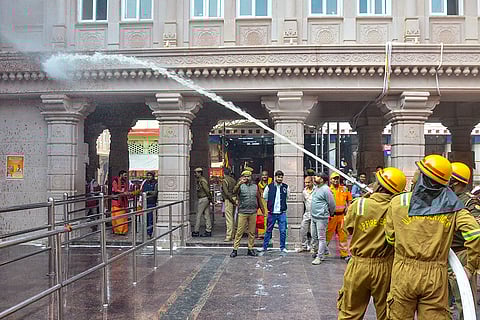 Fire mock drill at Vindhyavasini Temple