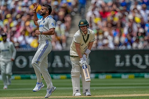 India Vs Australia, 4th Test Day 2: India's Akash Deep, left, celebrates the wicket of Australia's Steve Smith