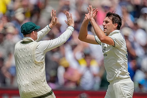 India Vs Australia, 4th Test Day 2: Australia's captain Pat Cummins and Steve Smith celebrates the wicket of India's captain Rohit Sharma