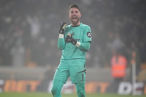 EPL 2024-25: Wolverhampton Wanderers goalkeeper Jose Sa celebrates after the match