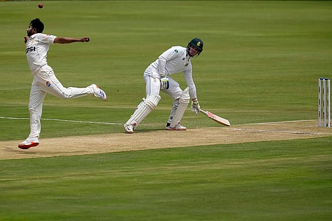SA vs PAK 1st Test Day 2: Pakistan's Khurram Shahzad, left, attempts a catch from his own bowling