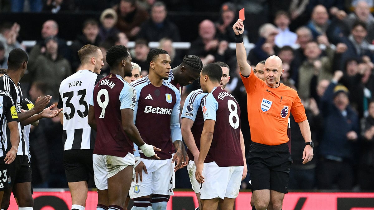Jhon Duran was sent off during Aston Villa's defeat to Newcastle United