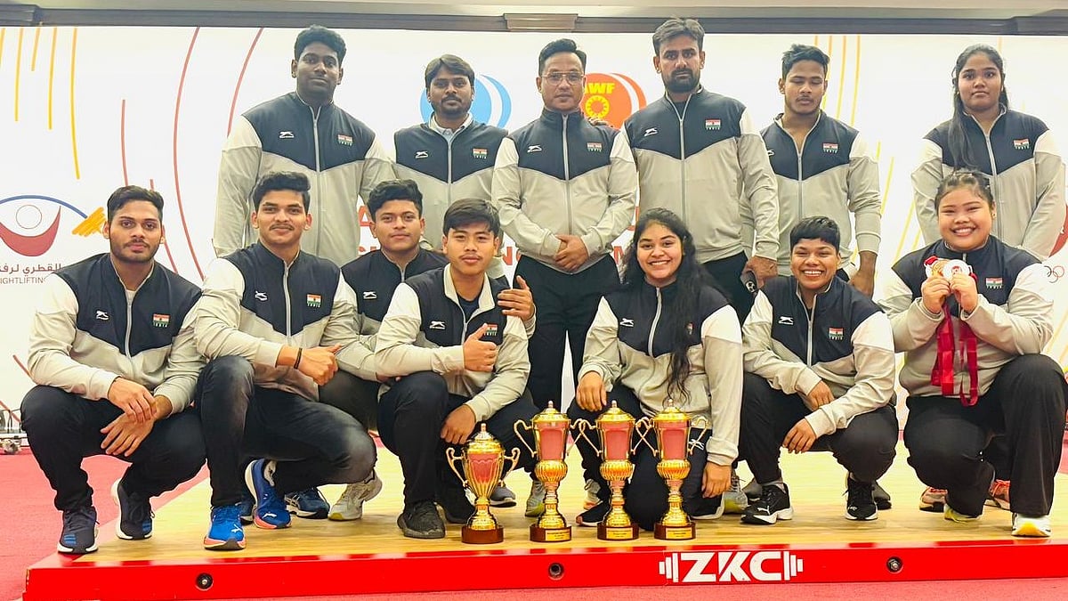 Indian lifters at the Asian Youth and Junior Weightlifting Championships