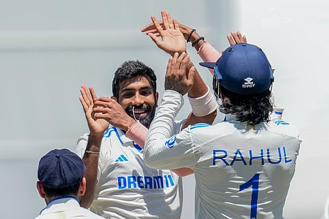 India Vs Australia, 4th Test Day 4: Jasprit Bumrah celebrates after the wicket of Australia's Mitchell Marsh
