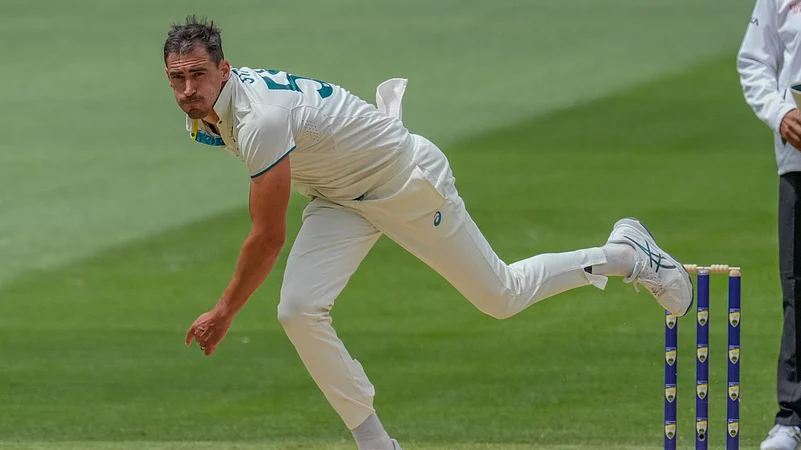 Australias Mitchell Starc bowls a delivery. AP Photo