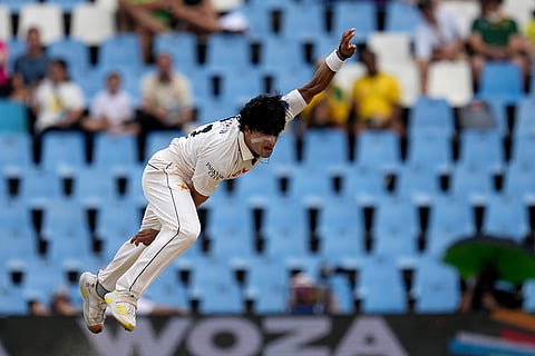 SA vs PAK 1st test Day 4: Pakistan's Naseem Shah follows through his delivery