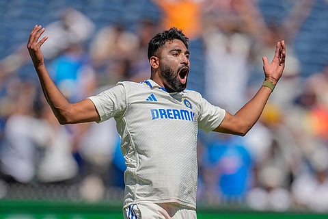 India Vs Australia, 4th Test Day 4: Mohammed Siraj celebrates the wicket of Australia's Marnus Labuschagne
