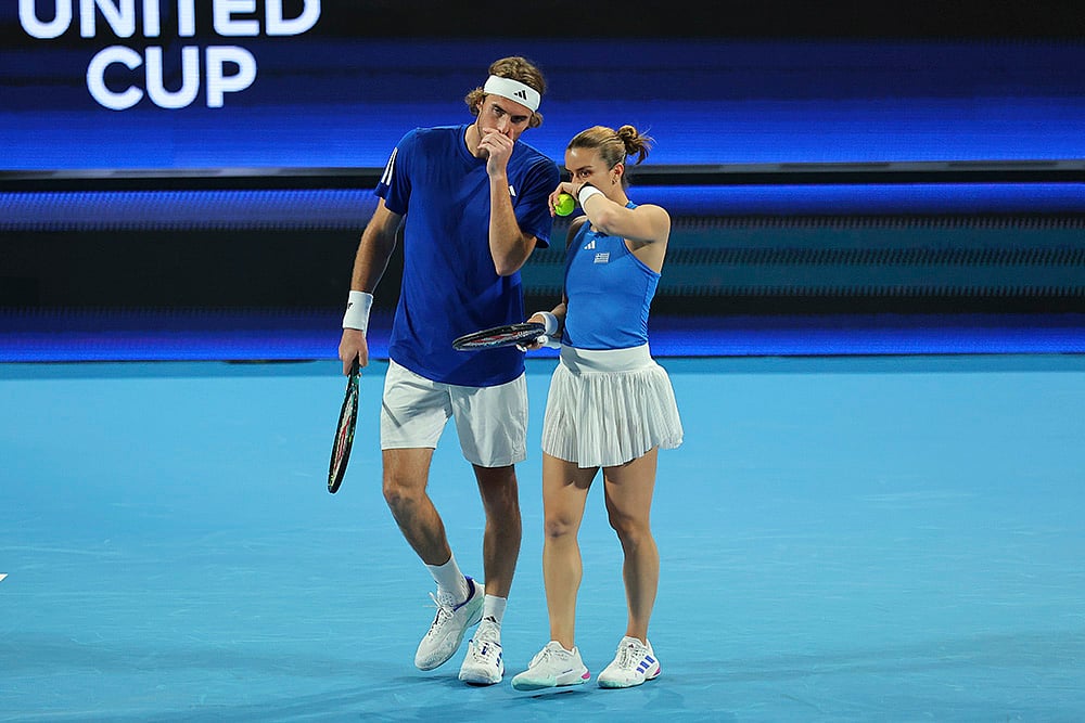 | Photo: AP/Trevor Collens : United Cup 2024-25: Stefanos Tsitsipas and Maria Sakkari 