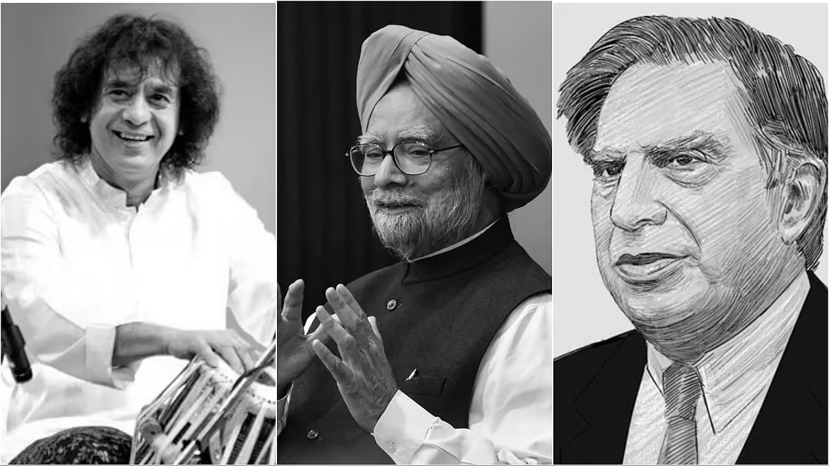 Ustad Zakir Hussain, Manmohan Singh and Ratan Tata (From Left to Right)
