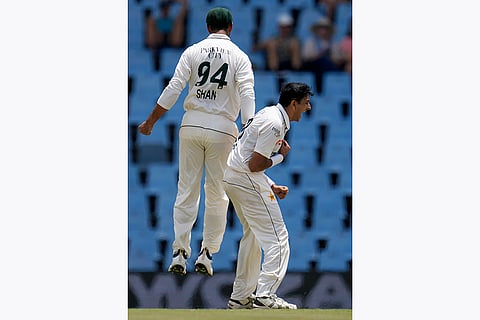 SA vs PAK 1st test Day 4: Mohammad Abbas celebrates after dismissing South Africa's Aiden Markam