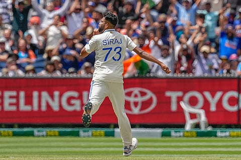 India Vs Australia, 4th Test Day 4: India's Mohammed Siraj celebrates the wicket of Australia's Usman Khawaja
