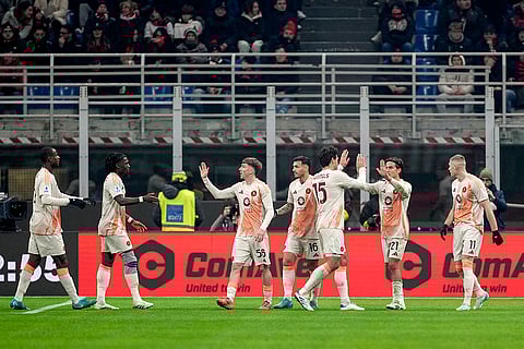 Serie A 2024-25: Roma's Paulo Dybala celebrates with teammates after scoring his side's first goal