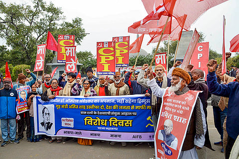 Left parties protest against Amit Shah