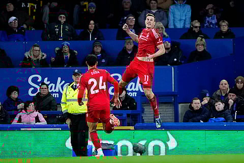 EPL 2024-25: Nottingham Forest's Chris Wood, right, celebrates after scoring the opening goal