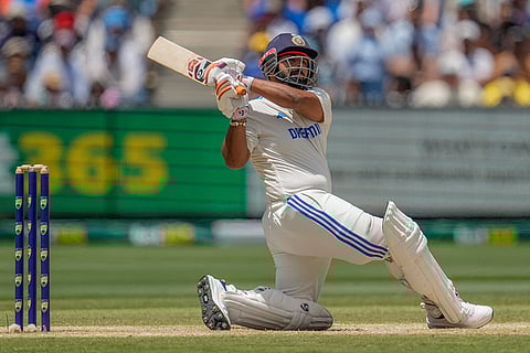 India Vs Australia, 4th Test Day 5: India's Rishabh Pant hits a boundary