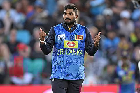 NZ vs SL 2nd T20: Sri Lanka's Wanindu Hasaranga celebrates bowling New Zealand's Tim Robinson