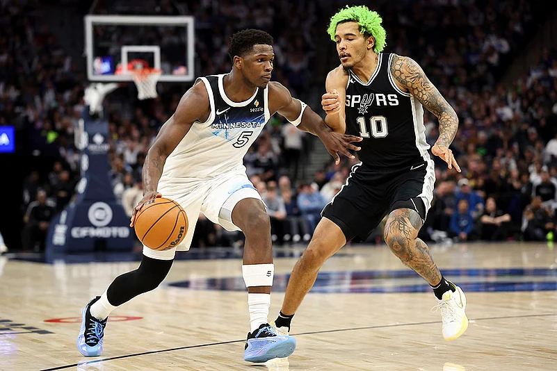 NBA 2024-25 Minnesota Timberwolves Vs San Antonio Spurs Basketball game photos: Anthony Edwards