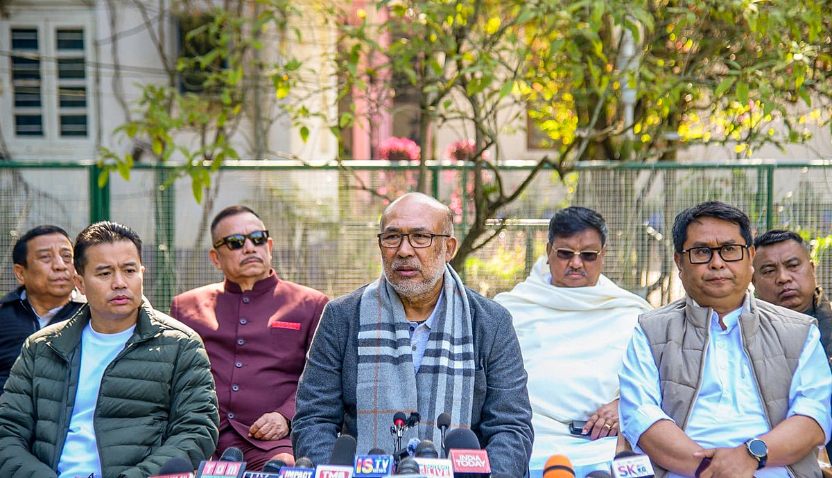 PTI : Manipur Chief Minister N. Biren Singh addresses a press conference, in Imphal, Tuesday, Dec. 31, 2024. 