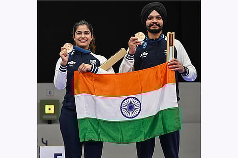 Manu Bhaker and Sarabjot Singh