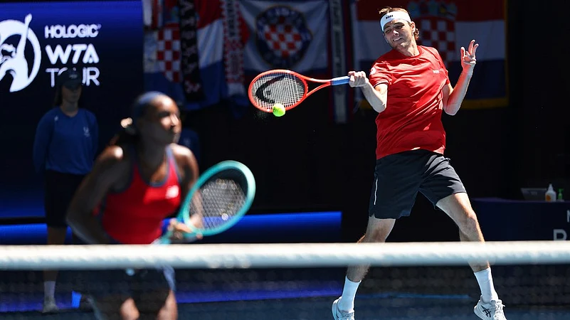 Taylor Fritz and Coco Gauff in action at the United Cup.