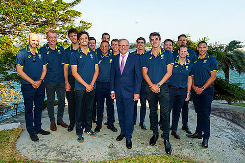 Australian PM with the country's cricket team