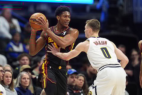 NBA 2024-25: Hawks forward De'Andre Hunter, looks to pass the ball