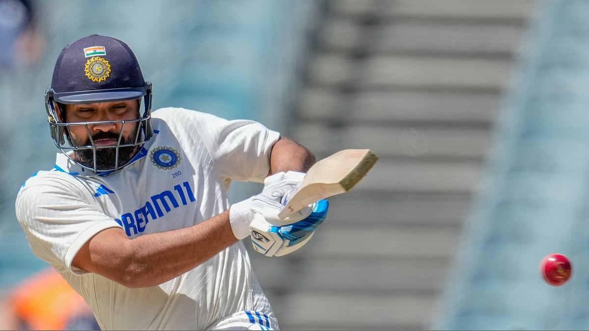 Indias captain Rohit Sharma plays a shot. AP Photo