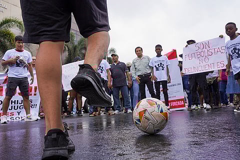 Ecuador Missing Children: Protesters gather outside the court