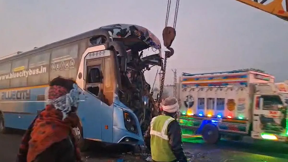 PTI : A bus carrying devotees collides with trucks in Rajasthan's Dausa.