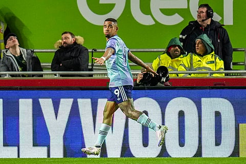 EPL 2024-25: Arsenal’s Gabriel Jesus celebrates after scoring a goal