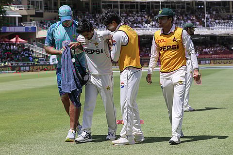 SA vs PAK 2nd test Day 1: Pakistan's Saim Ayub is helped from the field after injuring his ankle