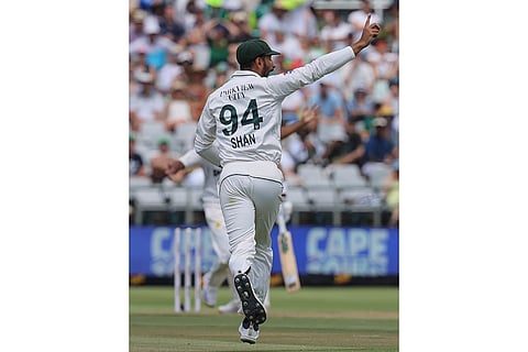 SA vs PAK 2nd test Day 1: Pakistan's Shan Masood celebrates the wicket of Aiden Markram