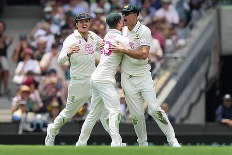 AUS vs IND 5th Test Day1: Australia's Beau Webster is congratulated by teammates after taking a catch to dismiss India's Virat Kohli