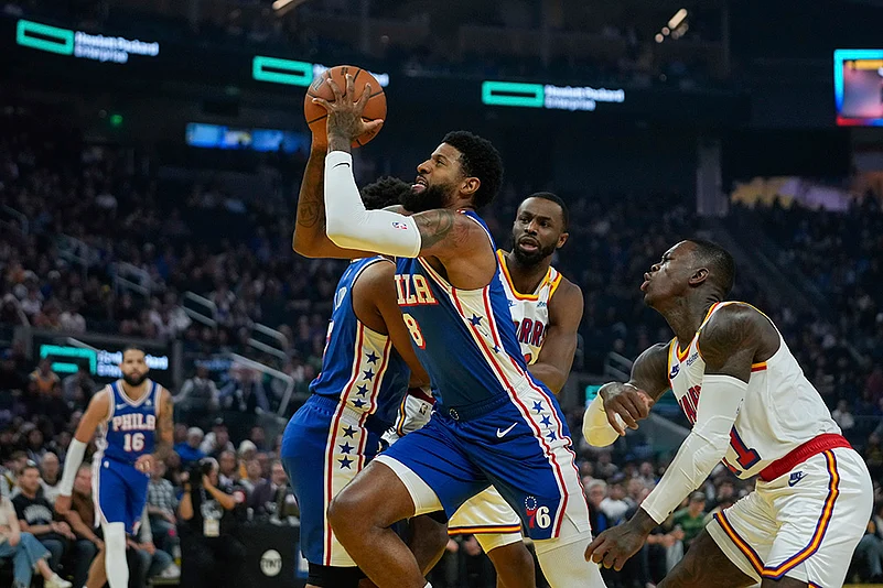 NBA basketball game Philadelphia 76ers vs Golden State Warriors match pics: Paul George