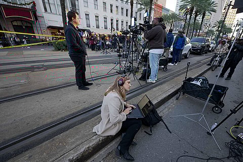 Media at New Orleans car ramming site