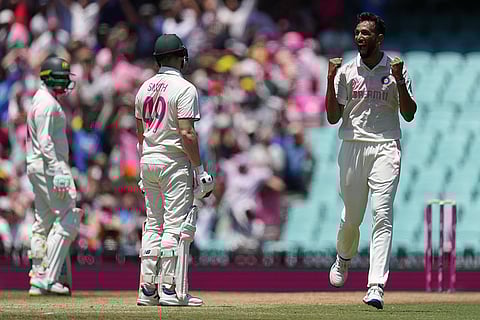 IND Vs AUS 5th Test Day 3: Australia's Steve Smith reacts after he was dismissed by India's Prasidh Krishna