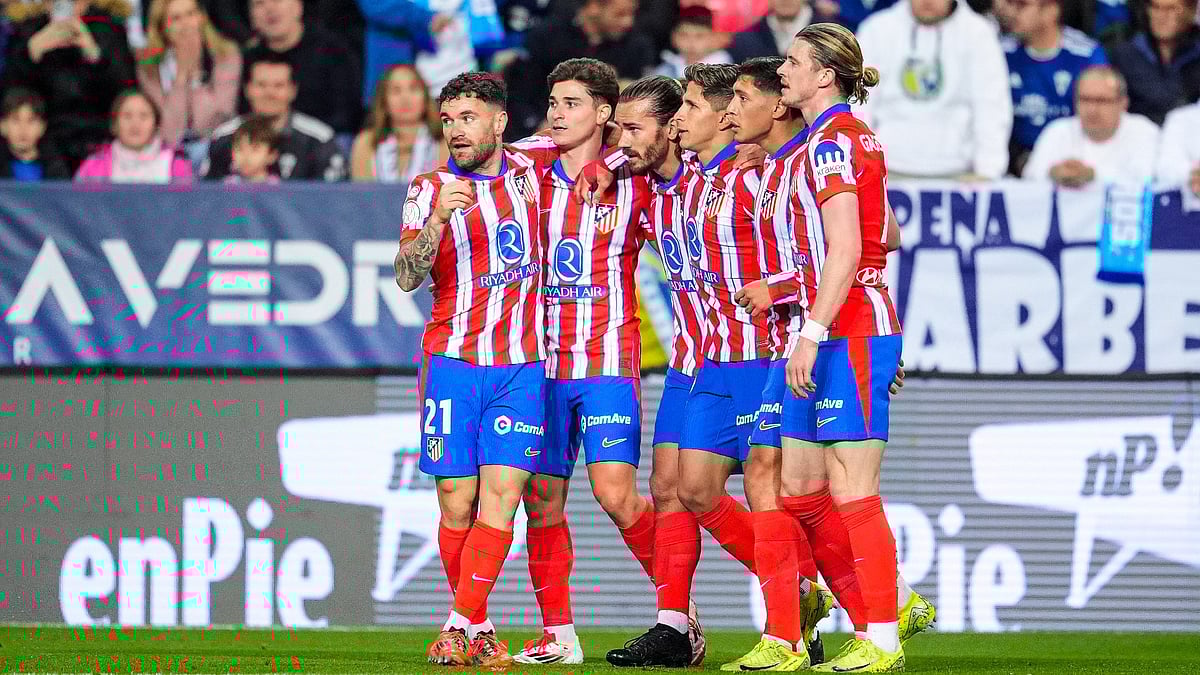 Atletico Madrid celebrate Antoine Griezmann's winner in the Copa del Rey