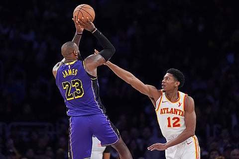 NBA 2024-25: Lakers forward LeBron James shoots