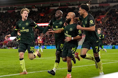 EPL 2024-25: Brentford's Bryan Mbeumo celebrates with teammates after scoring their side's second goal