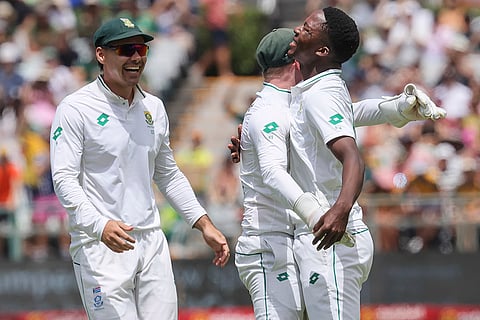 SA vs PAK 2nd Test Day 3: South Africa's David Bedingham and Kyle Verreynne congratulate Kwena Maphaka