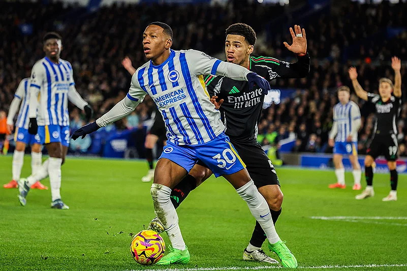 English Premier League soccer match Brighton and Hove Albion FC vs Arsenal photos: Ethan Nwaneri