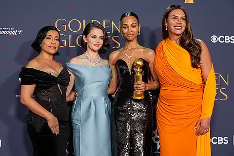 Adriana Paz, from left, Selena Gomez, Zoe Saldana and Karla Sofia Gascon