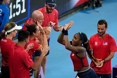 United Cup Tennis: Coco Gauff celebrates after her win over Iga Swiatek in final