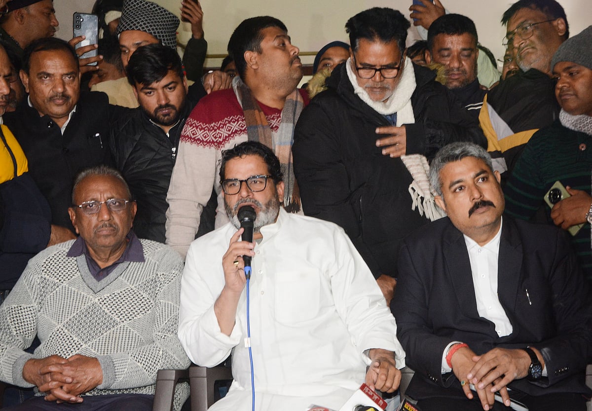 MANIS@/PTI : Bihar: Prashant Kishor convenes press conference in Patna after release from jail.