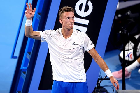 Brisbane International Tennis: Jiri Lehecka celebrates his win against Reilly Opelka